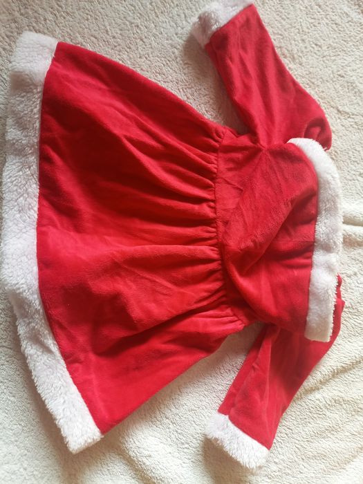 Sukienka mikolajka  czerwona z kapturkiem 74/80