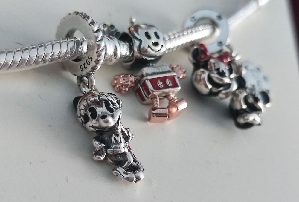 Zestaw trzech charmsów myszka Miki Disney S925