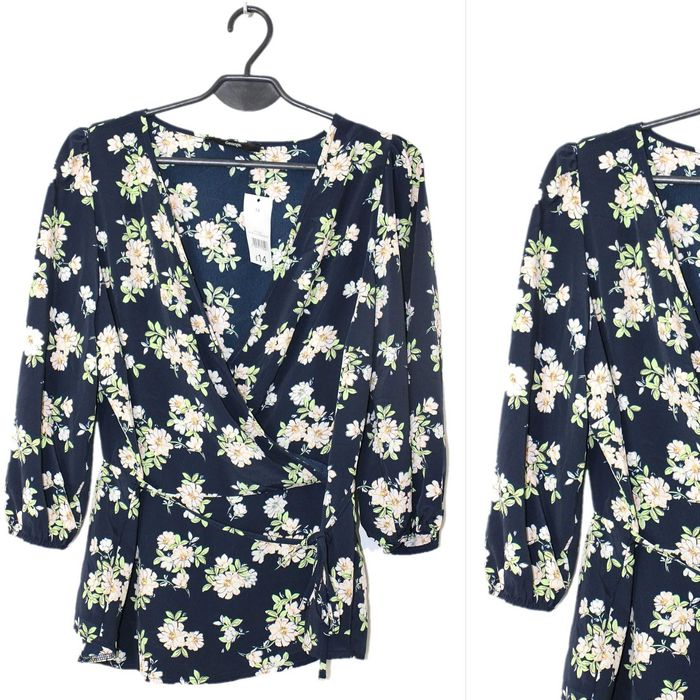 GEORGE elegancka kwiecista kopertowa bluzka nowa 40/42 L/XL