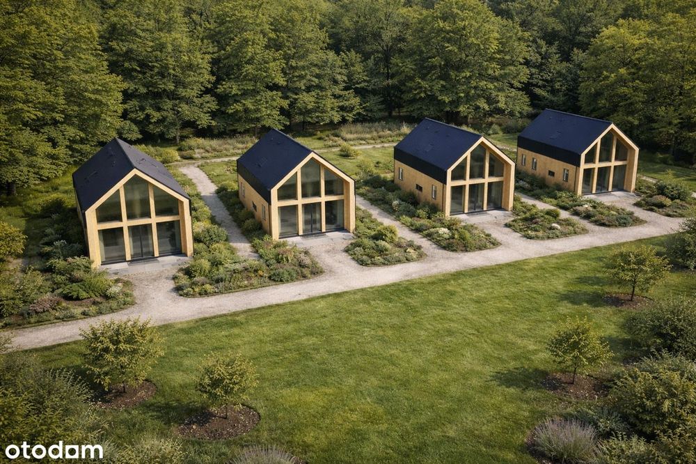 Mega energooszczędny dom w stylu nowoczesnej stodoły z dużymi oknami.