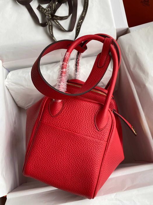 Hermes Lindy 26 cm Czerwona torba