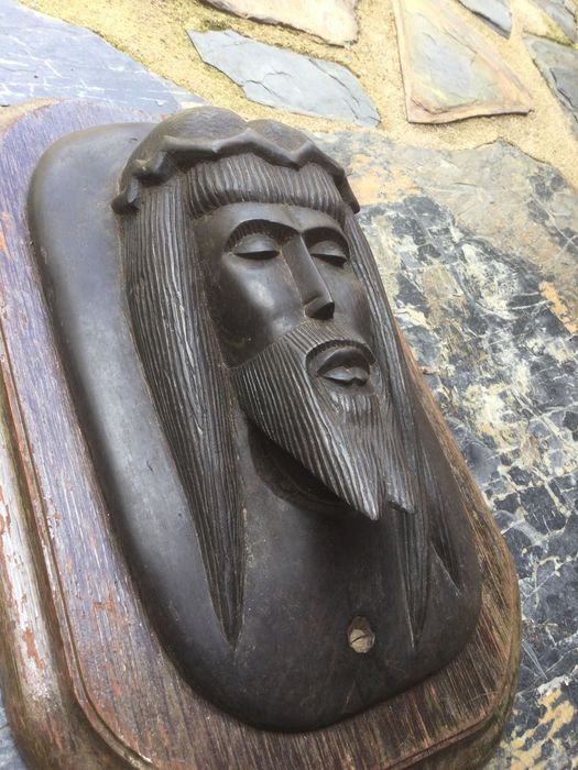 Escultura Cristo Pau Preto Moçambique 38 cm Arte Sácra 3,950 kg Tribal