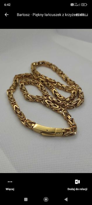 Naszyjnik król orginalny srebrny lub złoty 65cm zapięcie szuflada