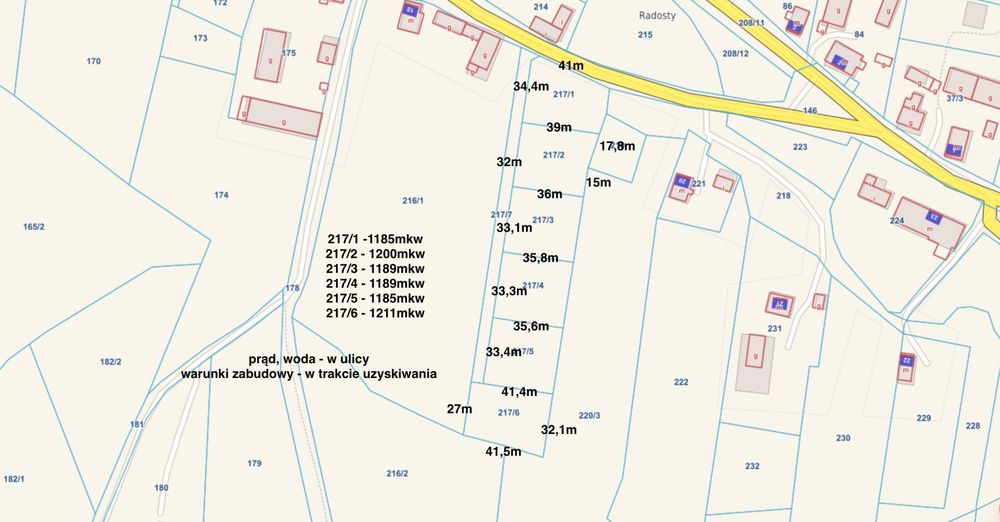 Działki budowlane Radosty