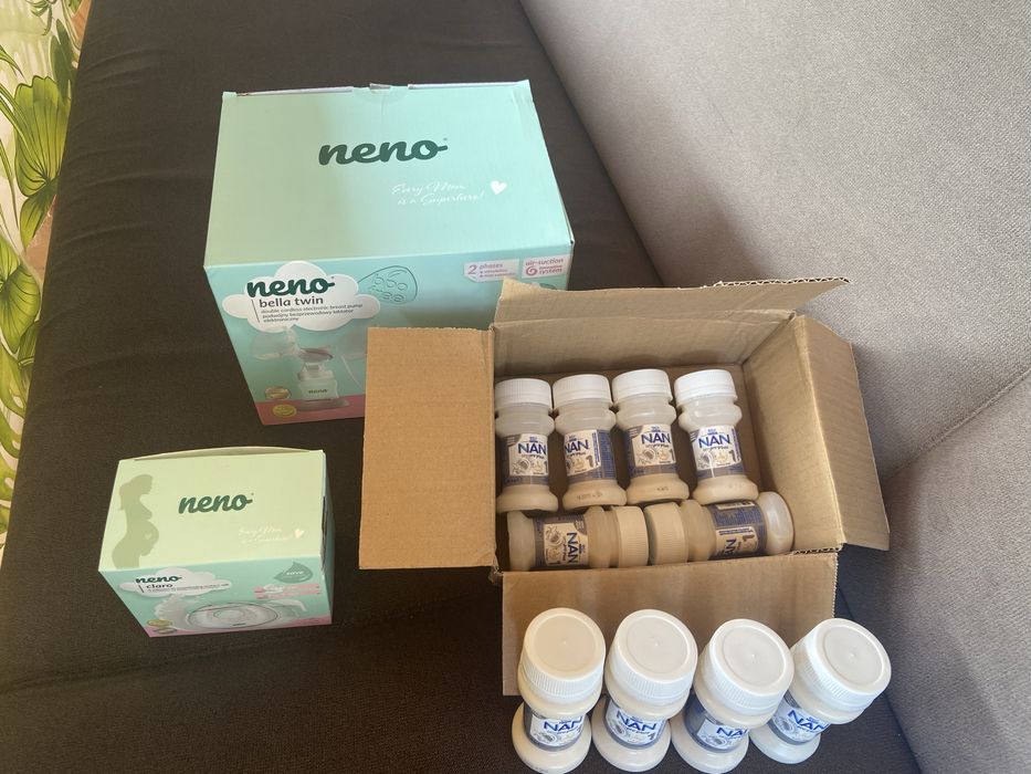 Laktator NENO Bella TWin+ kolektor na mleko + mleka NAN optiproplus