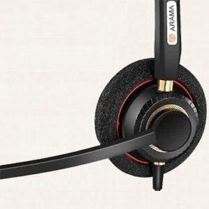 Przewodowy zestaw słuchawkowy do call center Arama A800D.