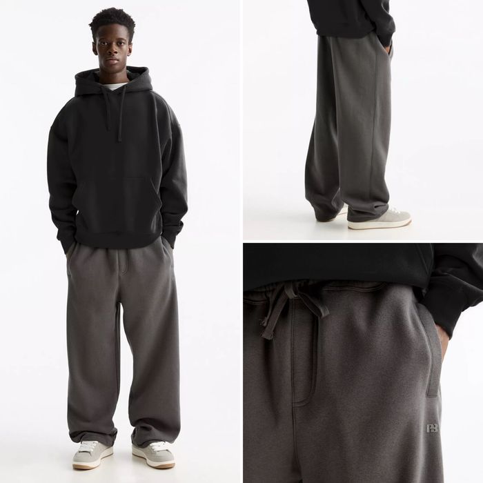 Широкі Штани PULL&BEAR Baggy Fit Чоловічі Чорні Спортивні Брюки Широкие Мужские Черные Штаны Джогери