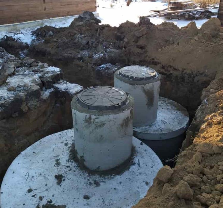 Канализация из бетонных колец септик - КС700 бетонные кольца, монтаж