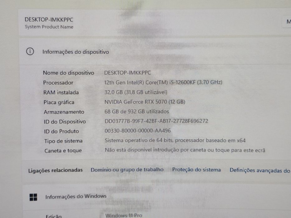 PC Gaming RTX 5070 | i5-12600KF | 32GB | 1TB NVMe | Garantia