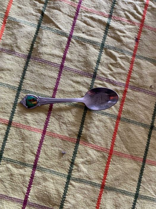 recordacao de colher com simbolo prateada