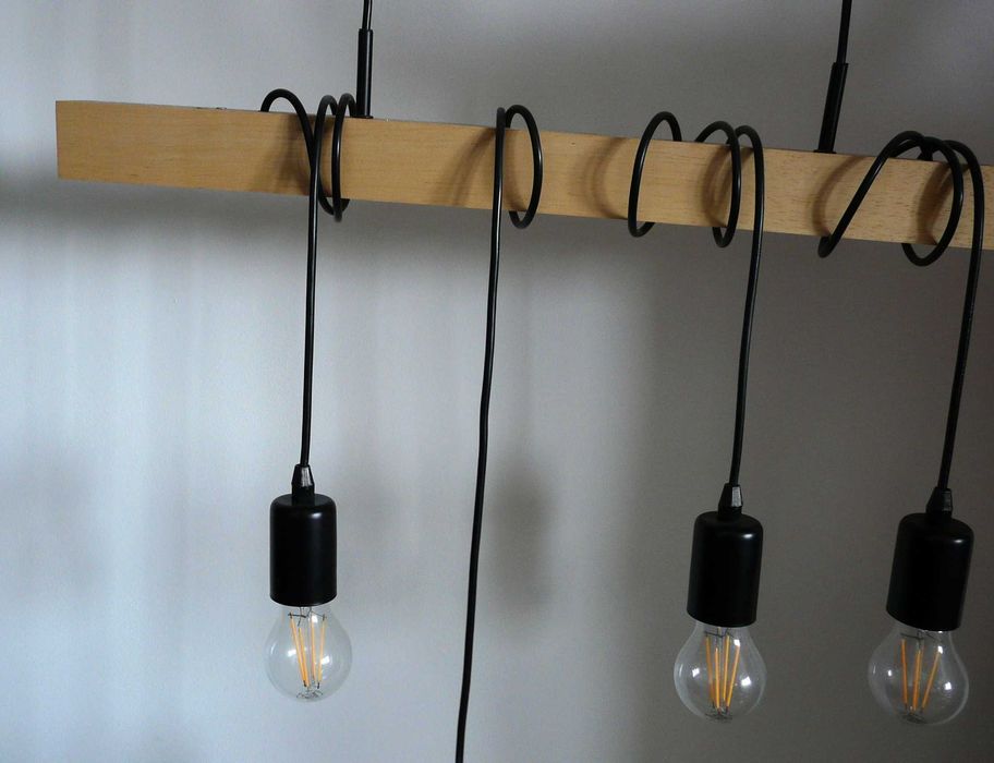 Eglo Lampa wisząca TOWNSHEND czarna z drewnem 4xE27