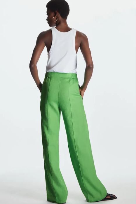 Cos льняні штани прямого крою лляні широкі штани льняные брюки штаны