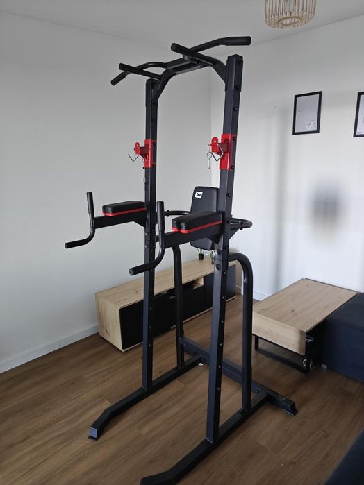 Poręcze treningowe HS-1018K z drążkiem i uchwytami pod sztangę