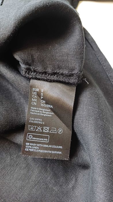 Lniana czarna koszula damska H&M rozm. S
