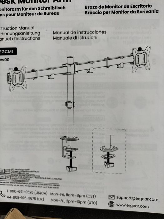 EGCM1,Uchwyt na 2 monitory ekrany 13-27 cali podwójny biurkowy