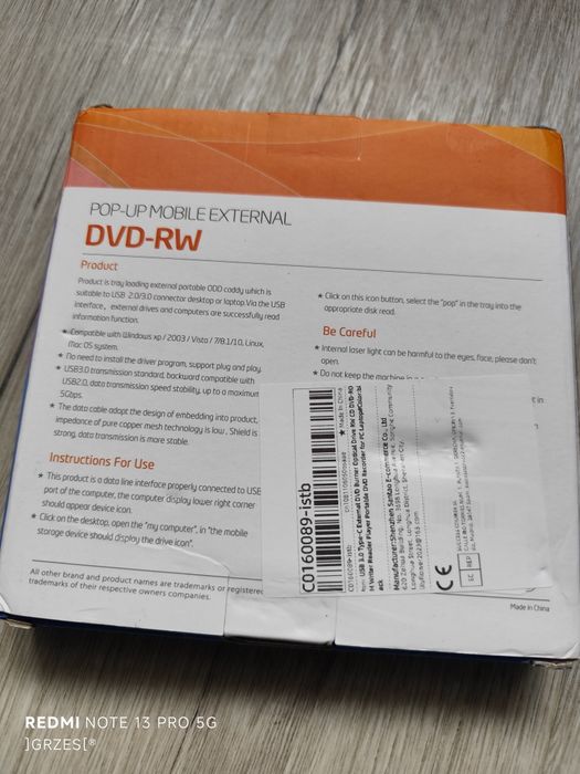 Nowy zewnętrzny napęd nagrywarka CD DVD