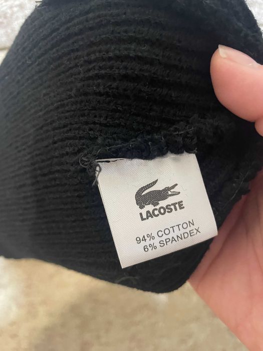 Czarna czapka Lacoste 94% bawełna 6 % spandex Nowa