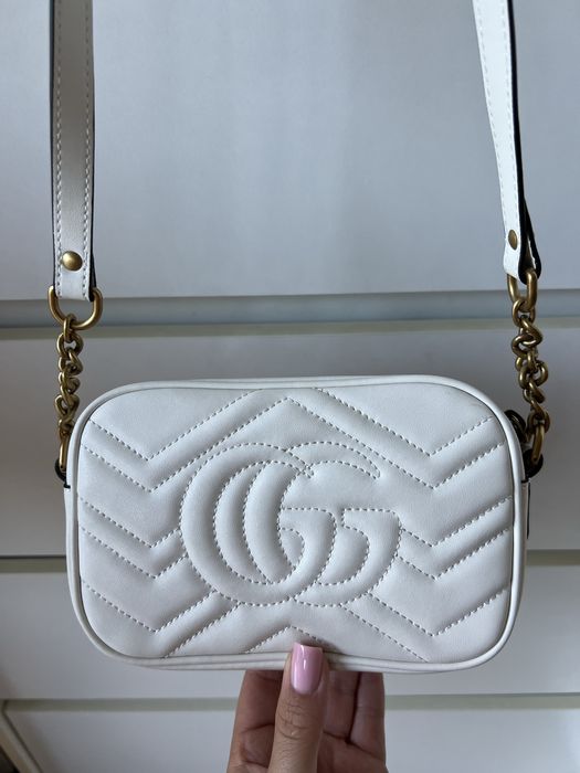 Mała Biała torebka Gucci listonoszka crossbody