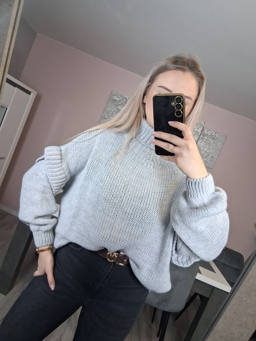 Sweterek oversize szary wyprzedaż