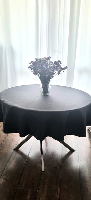 OKAZJA elegancki okrągły obrus 150cm ciemny szary obrus plamoodporny