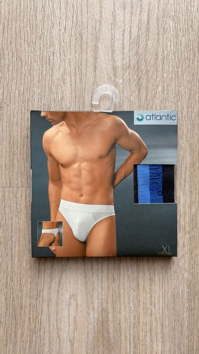 Nowe męskie stringi Atlantic MP 256 100% bawełna XL - Niebieskie