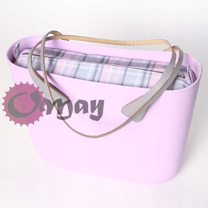 organizer OBAG STANDARD krata szary róż wkład 2 kieszenie OMAY