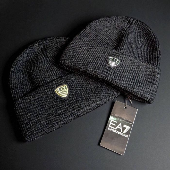 Шапка Emporio Armani чорна чоловіча шапка емпоріо армані чоловіча