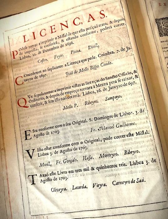 Raro- Missale Romanum 1703- Editado em Coimbra