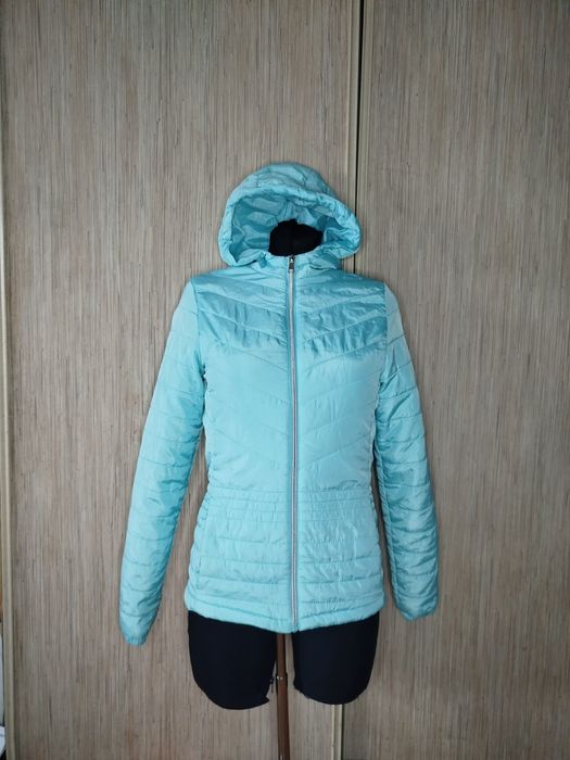 Seledynowa turkusowa kurtka jesienna damska z kapturem lekka 36 S