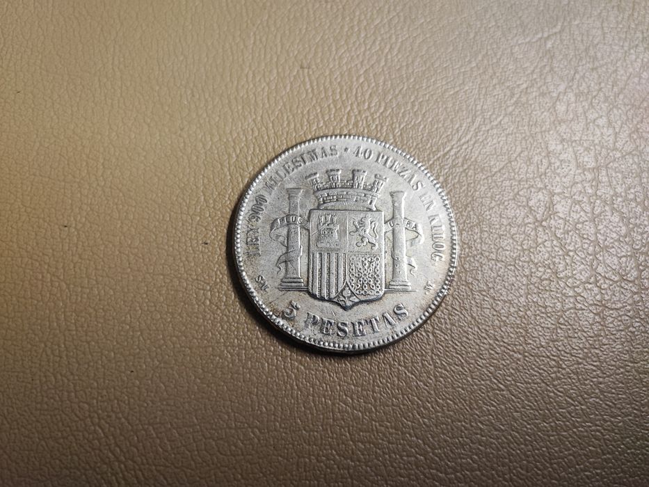 Moedas, 5 pesetas 1870 perto do muito bom estado