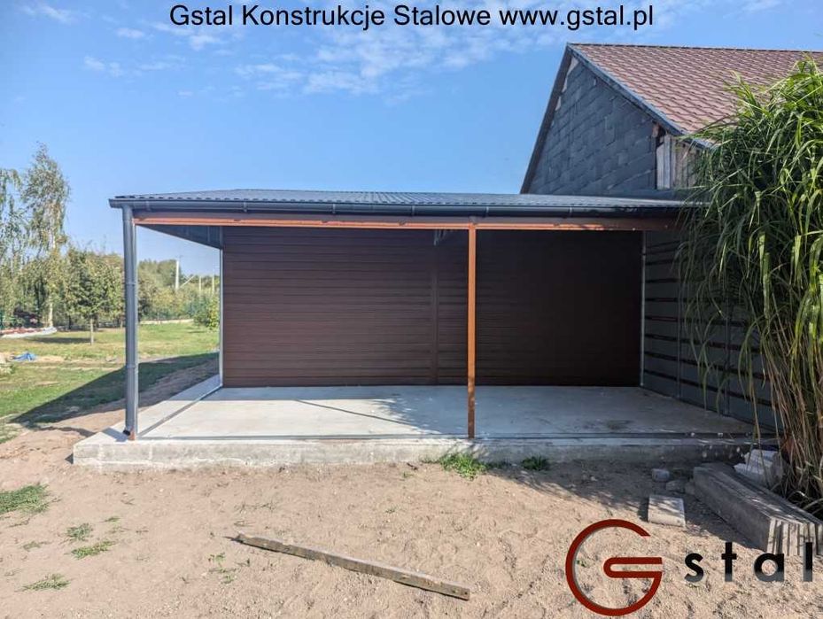 garaż blaszany blaszak z wiatą 9x6 solidny profil zamknięty