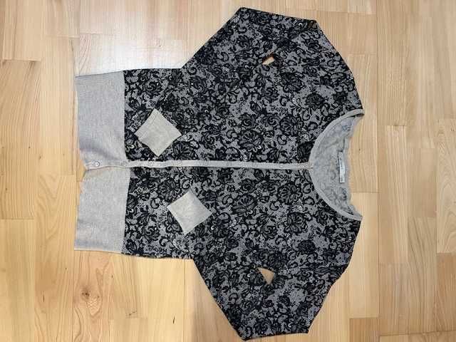 Sweter rozpinany, czarno-beżowy- Monnari