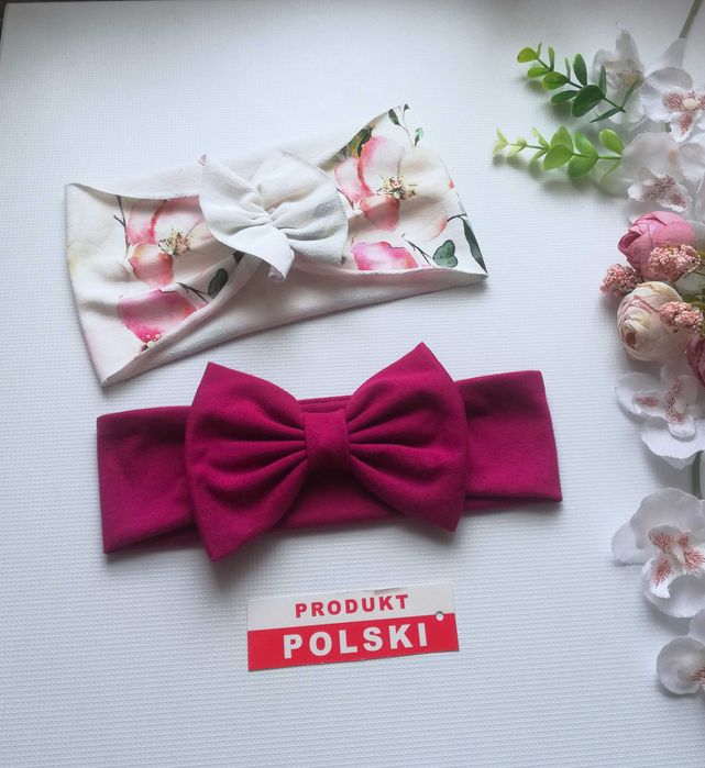Opaski na głowę  - 2szt. -- Turbanowa i z kokardką -- hand made --