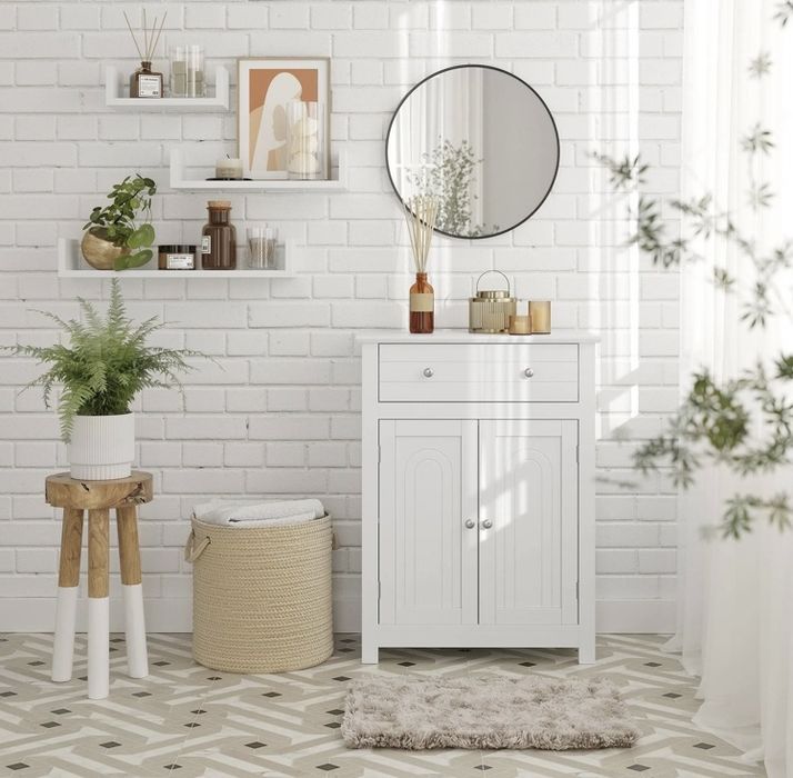 Szafka z szufldą i regulowaną półką Biała NOWA