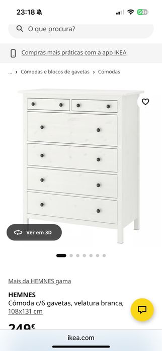 Comoda Hemnes preta de quarto