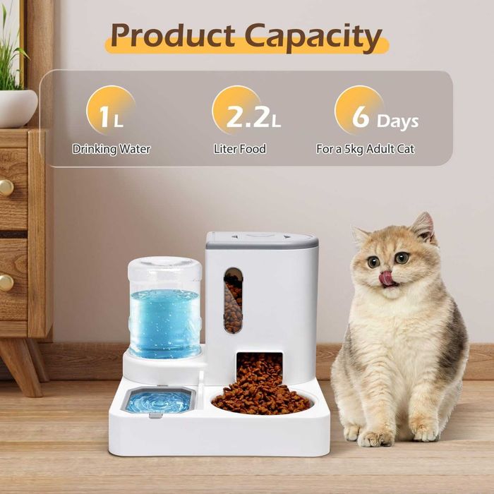 NOVO - Dispensador Automático 2em1 de Comida e Água para Cães e Gatos