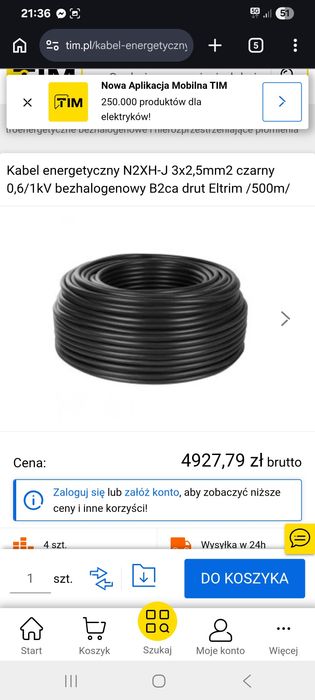 Przewód 3x2.5 TECHNOKABEL N2XH-J 0,6/1 kV.
