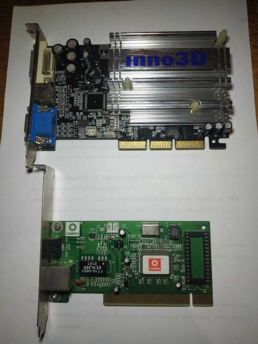 Видеокарта Inno3D FX5200 AGP 128MB и сетевая карта