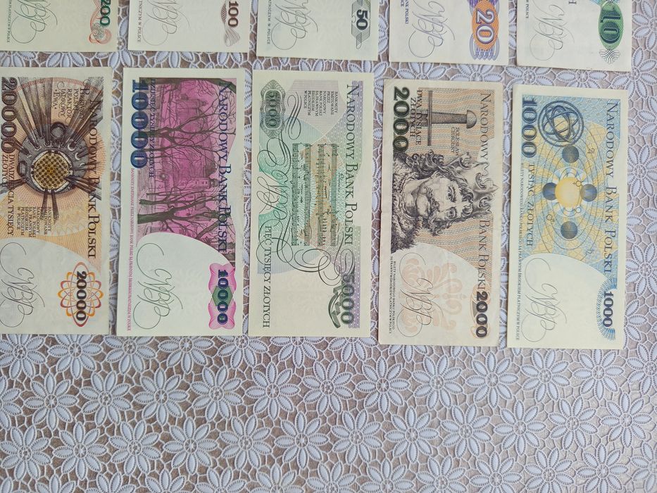 zestaw oryginalnych banknotów PRL