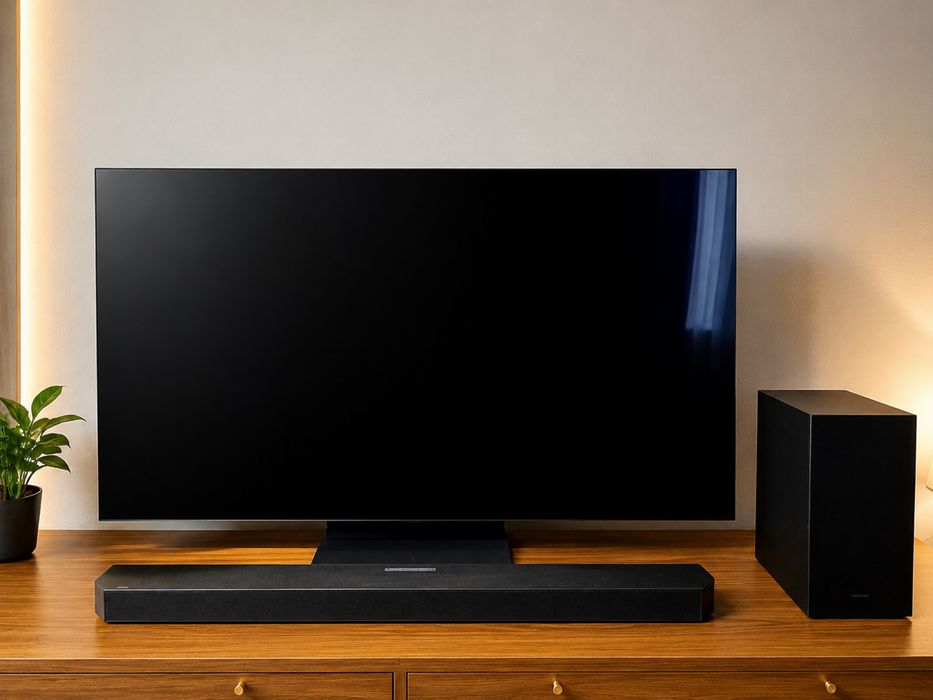 Samsung OLED 55” S90D + Soundbar Samsung HW-Q600C Kompletny zestaw kina domowego — doskonały obraz i mocny dźwięk