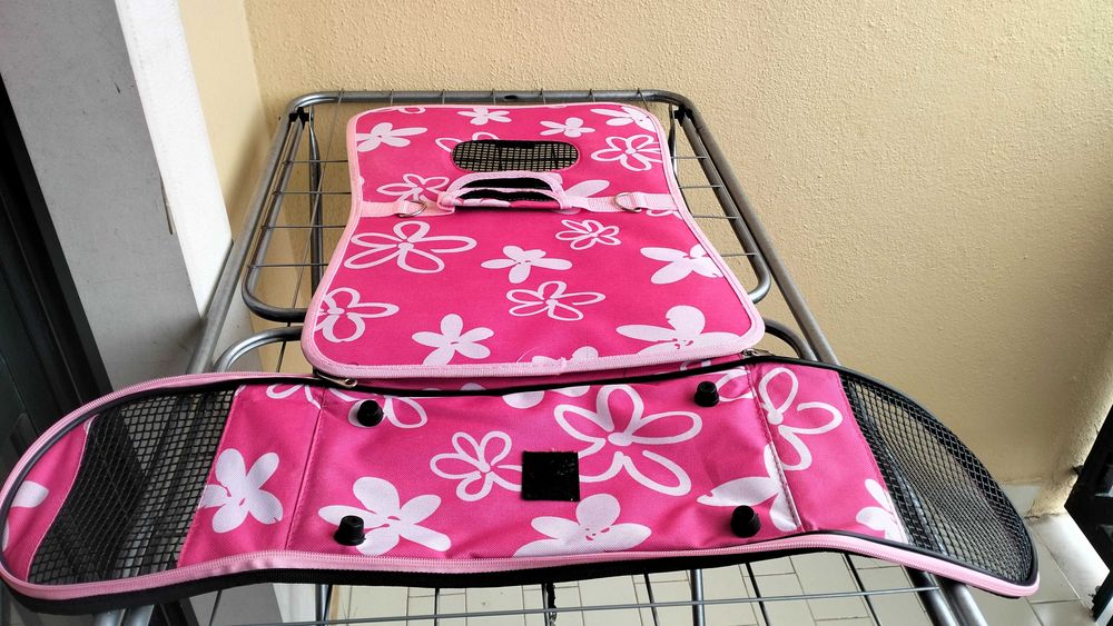 Transportadora para cães/gatos rosa com flores
