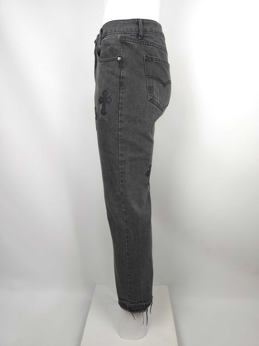 Chrome Hearts jeansy szare z krzyżami
