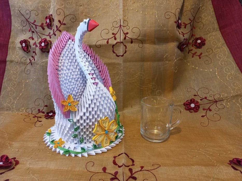 MEGA duży łabędź XXL - rękodzieło origami prezent dekoracja