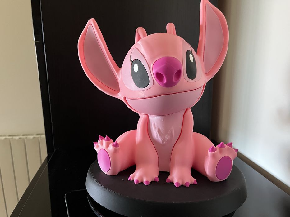 Conjunto Stitch e Angel em impressão 3D com bases