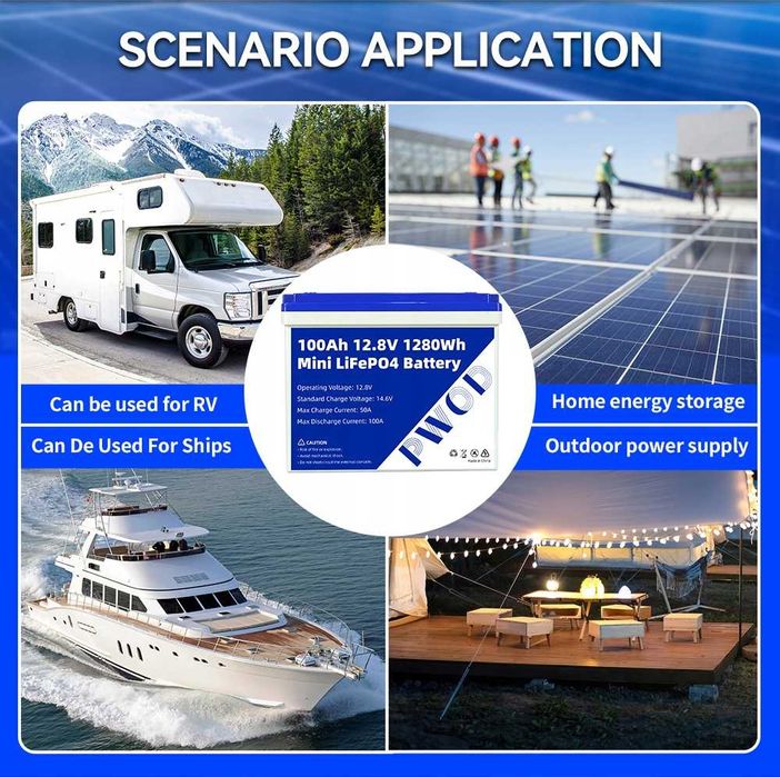 LiFePO4 Акумулятор PWOD 100 Ач 12 В літій-залізо-фосфатний елемент