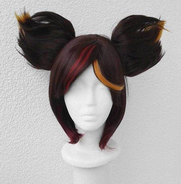 Xinyan Genshin Impact brązowa peruka z kitkami brązowy cosplay wig