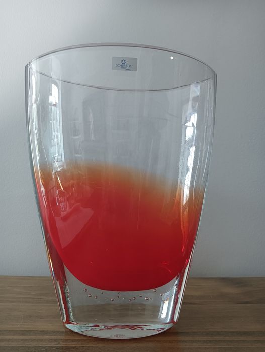 Vaso floreiro de cristal alemã marca Scherzer