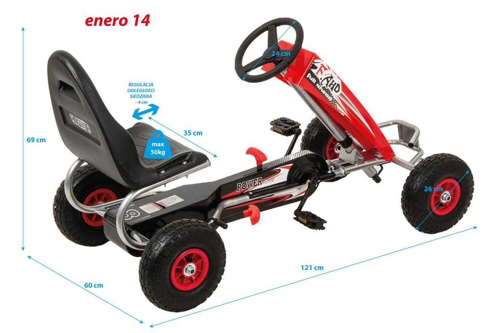Gokart Auto Na Pedały ENERO 14 Czerwony