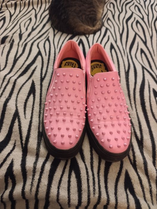 różowe półbuty slip-on Jenny Fairy z ćwiekami