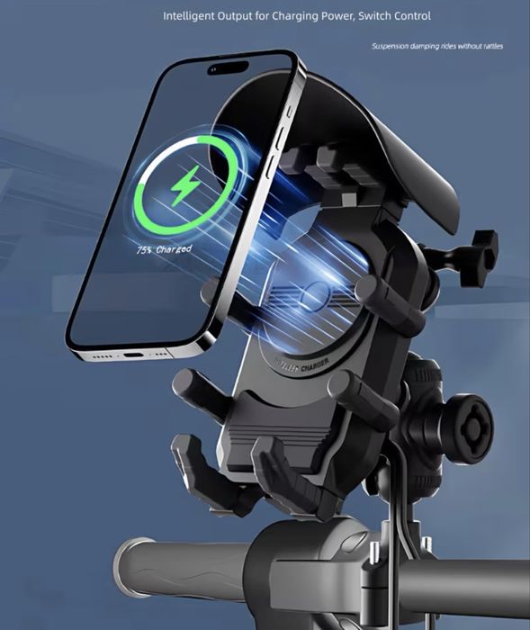 Motocyklowy uchwyt na telefon z ładowarką indukcyjną